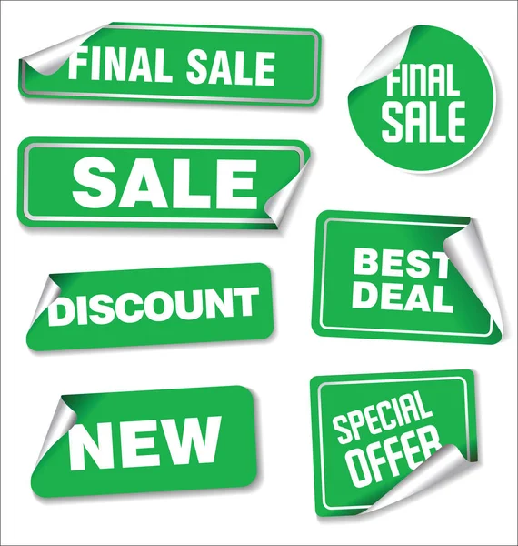 Satılık çıkartmaları köşeleri yuvarlatılmış topluluğu