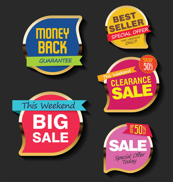 Modern sale stickers and tags colorful collection