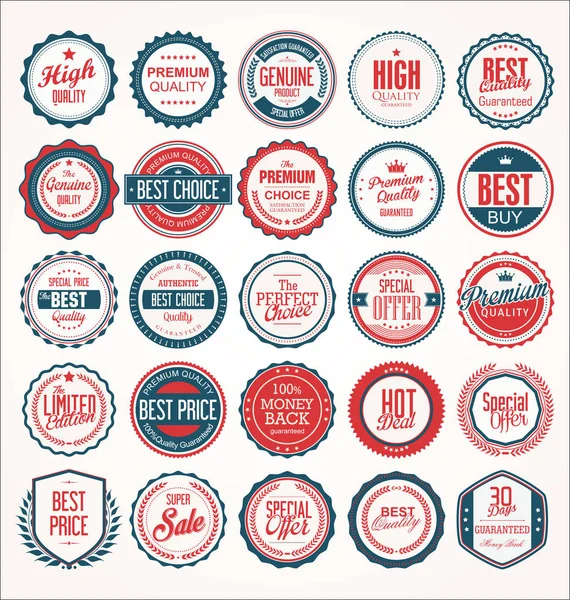 Collection Badges Vintage Rétro — Image vectorielle