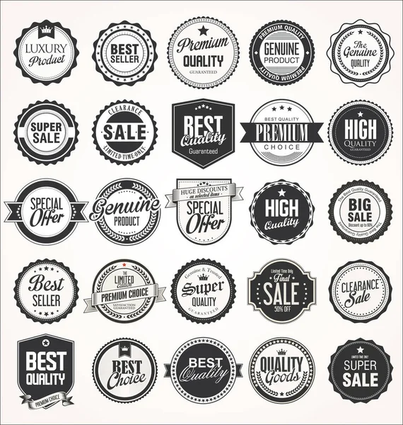 Badge Vintage Retrò Collezione Etichette Vettoriali — Vettoriale Stock
