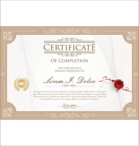 Certificate Diploma Retro Vintage Golden Design — Stock Vector