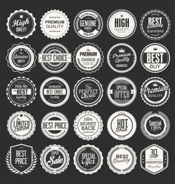 Vektör koleksiyonu Retro vintage rozetleri ve etiketleri 