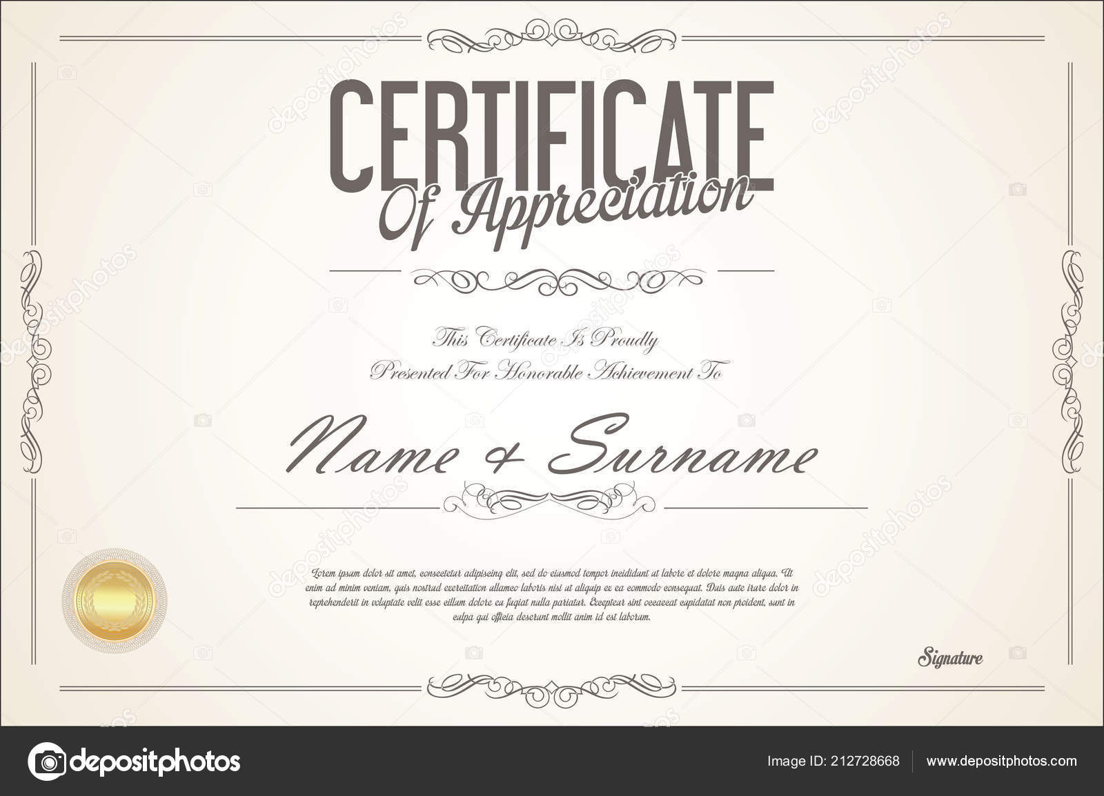 Certificate Diploma Retro Vintage Design Template Stock Vector by ...