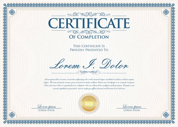 Modèle Design Vintage Rétro Certificat Diplôme — Image vectorielle