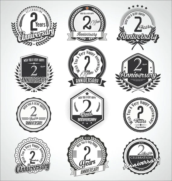 Retro Vintage Verjaardag Badges Etiketten Collectie — Stockvector