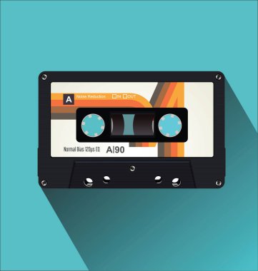 Retro vintage kaset kaset düz kavramı vektör çizim