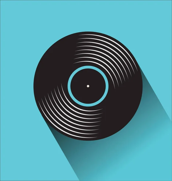 Black Vinyl Record Disc Flat Concept Vector Illustration — Stock Vector