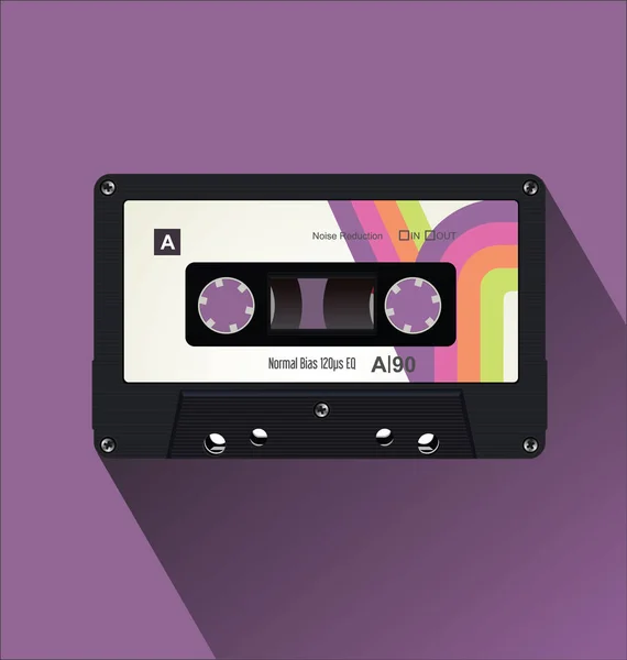 Cinta Cassette Vintage Retro Concepto Plano Vector Ilustración — Vector de stock