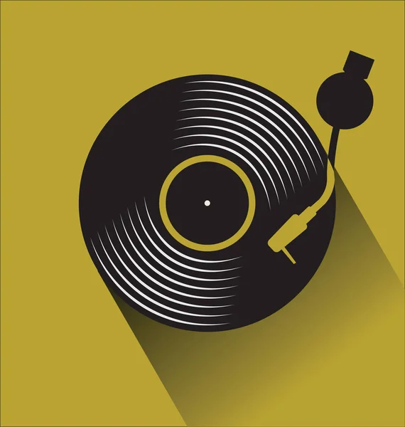 黒のビニール レコードのディスク フラット概念ベクトル図 — ストックベクタ