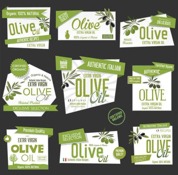 Vector Collection Olive Oil Labels — Stock Vector