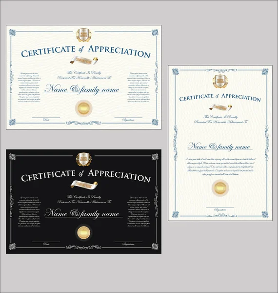 Certificaat Diploma Retro Design Collectie — Stockvector