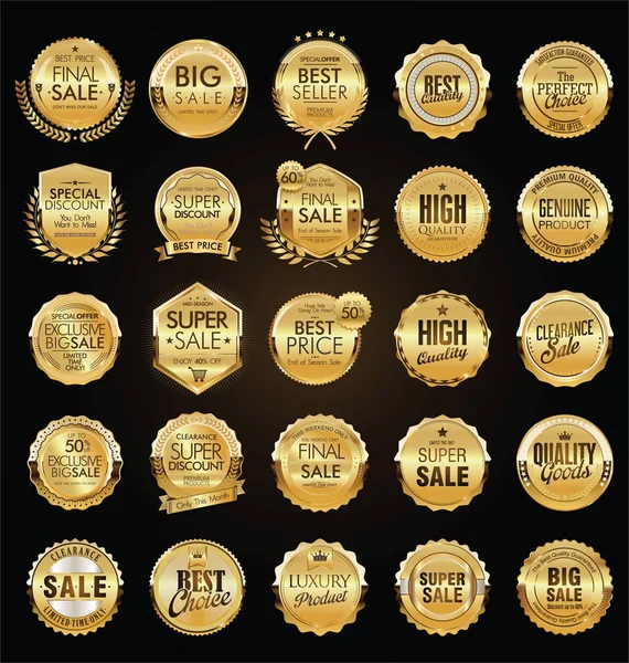 Retro Vintage Verkoop Badges Etiketten Collectie — Stockvector