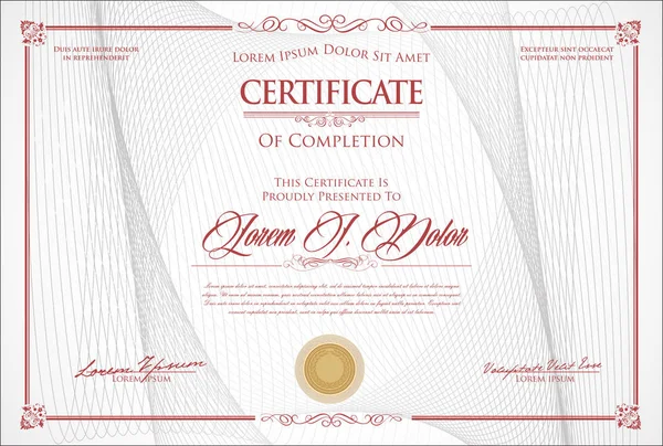 Certificado Diploma Diseño Retro Vintage — Vector de stock