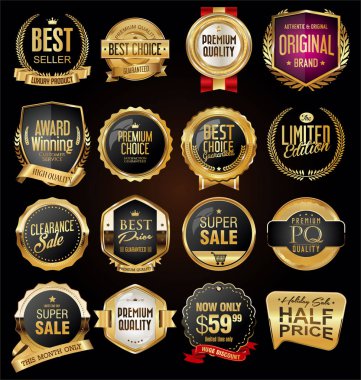 Retro vintage rozetleri ve etiketleri koleksiyonu