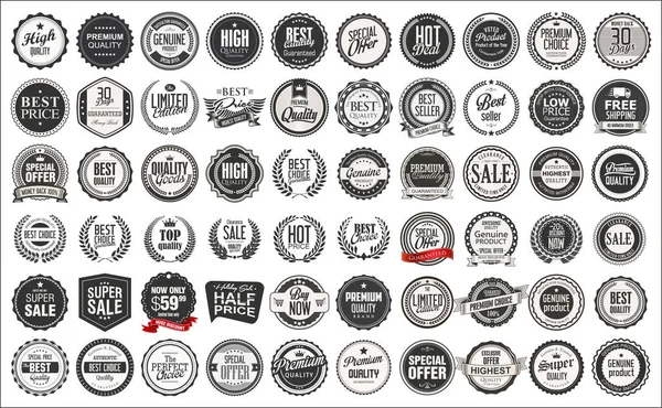 Collection Étiquettes Badges Vintage Rétro — Image vectorielle