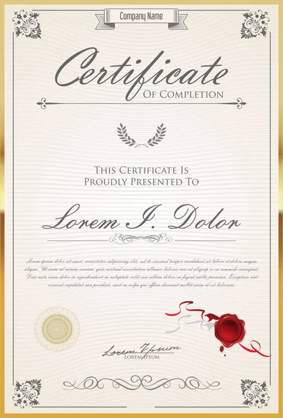 Modèle Conception Rétro Certificat — Image vectorielle