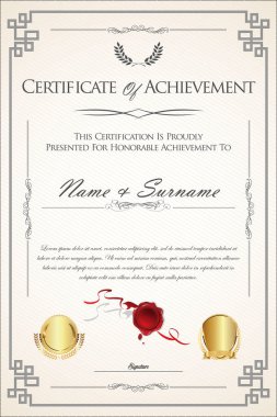 sertifika veya diploma retro şablonu 