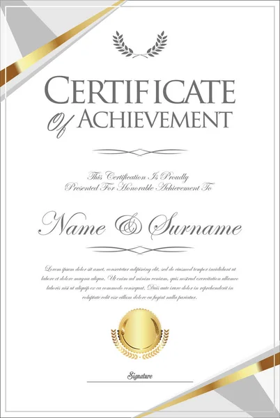 Certificaat Diploma Retro Sjabloon — Stockvector