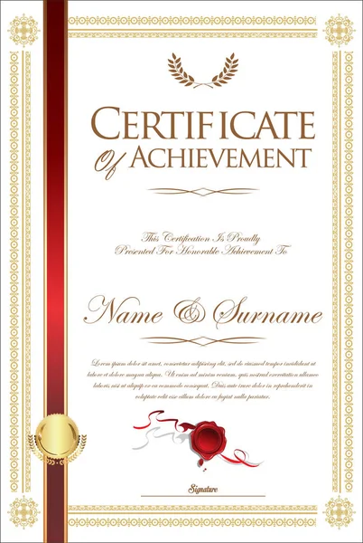 Certificaat Diploma Retro Sjabloon — Stockvector