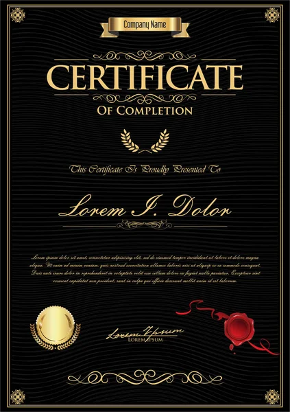 Certificat Diplôme Modèle Vintage Rétro — Image vectorielle