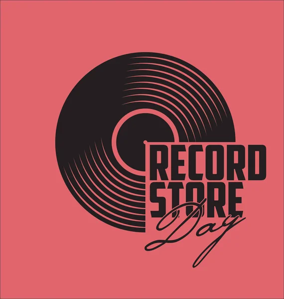 Negro Vinilo Registro Tienda Día Concepto Plano Vector Ilustración — Archivo Imágenes Vectoriales