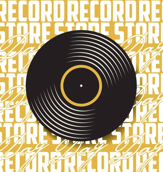 Black Vinyl Record Store Day Flat Concept Vector Illustration — Stock Vector