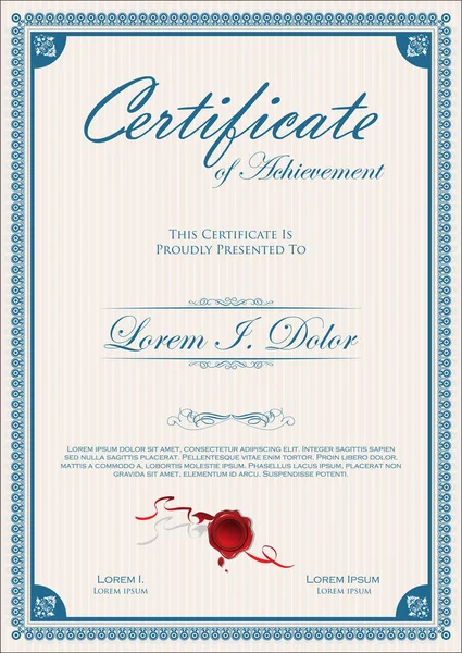 Elegante Certificado Diploma Diseño Retro Vintage — Vector de stock