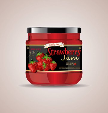 cam kavanoz mockup çilek reçeli ambalaj tasarımı