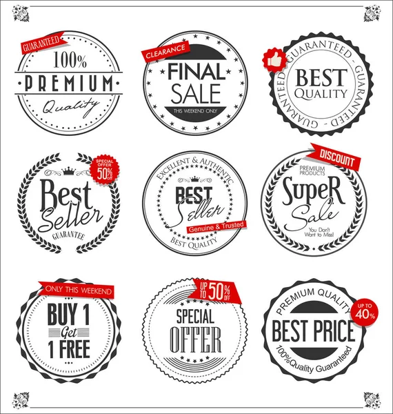 Collection Insignes Étiquettes Rétro — Image vectorielle