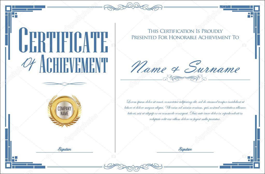 Elegant certificate or diploma retro vintage design 
