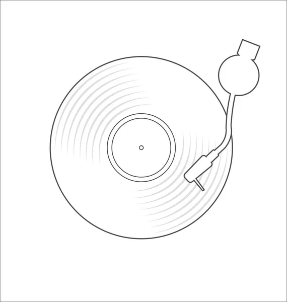 Vinyl Record Disk Konsep Sederhana Vektor Ilustrasi Datar - Stok Vektor