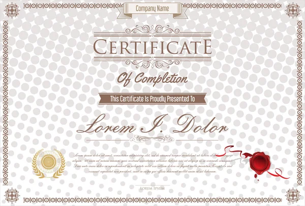 Certificado Diploma Retro Diseño Plantilla Vector Ilustración — Vector de stock