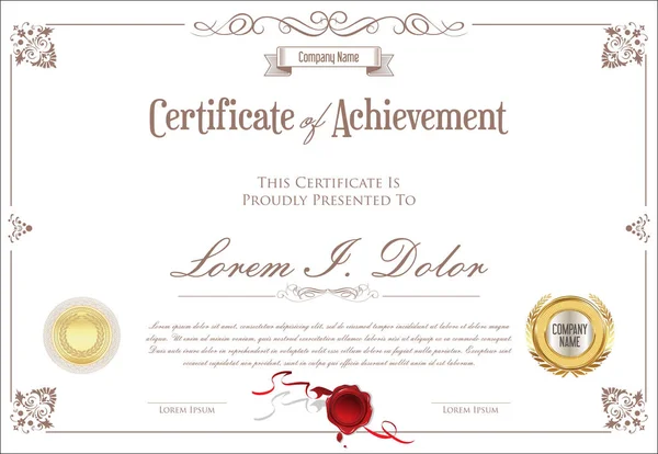 Certificaat Diploma Retro Ontwerp Sjabloon Vectorillustratie — Stockvector