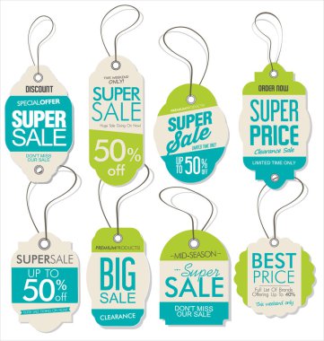 Kağıt fiyat etiketi retro vintage tarzı tasarım vektör toplama