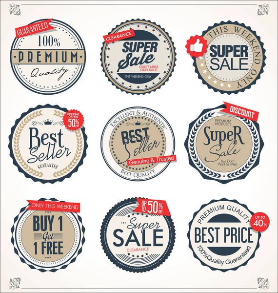 Retro Vintage Badges Labels Collection — Stock Vector