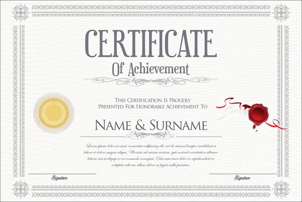 Certificat Avec Sceau Doré Bordure Colorée — Image vectorielle