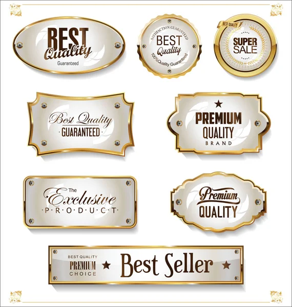 Golden Sale Labels Retro Vintage Design Collection — Stock Vector