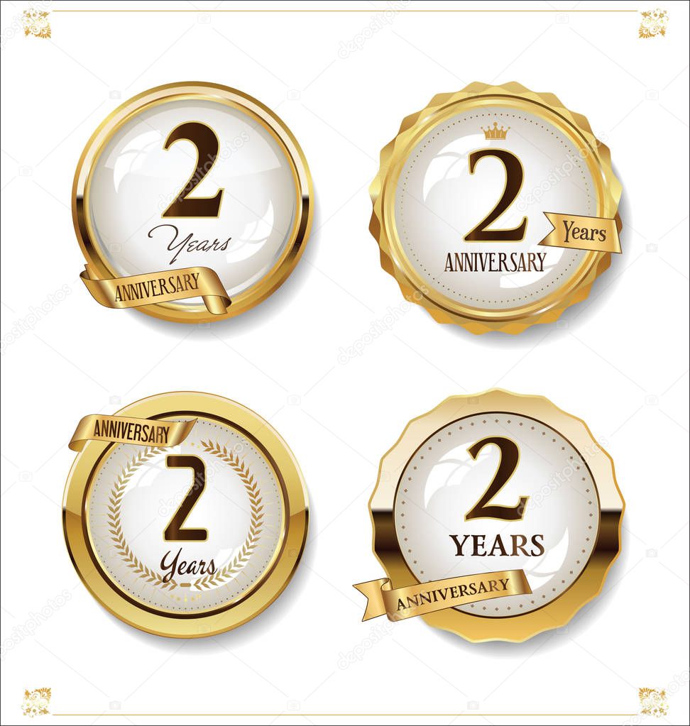 Anniversary golden labels retro vintage design collection 