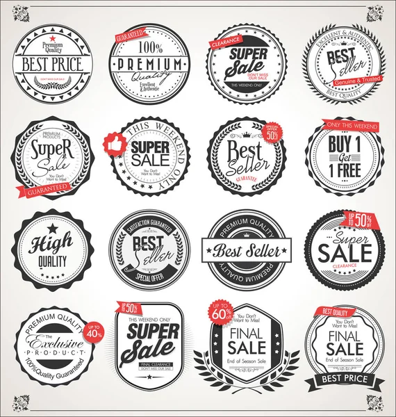 Placas Vintage Retro Etiquetas Colección Vector — Archivo Imágenes Vectoriales