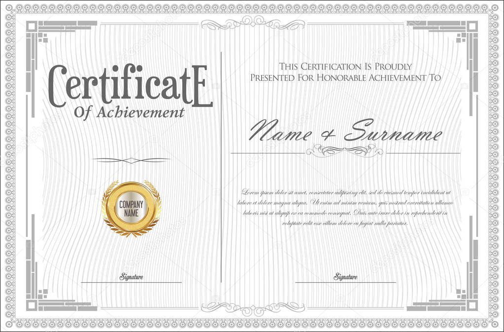 Certificate of achievement retro design template