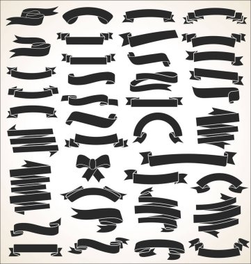 A collection of various black ribbons vector illustration clipart