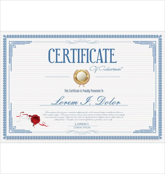 Certificado Diploma Plantilla Retro Vintage — Archivo Imágenes Vectoriales