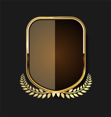 Altın kalkan ve defne çelenk retro tasarım 