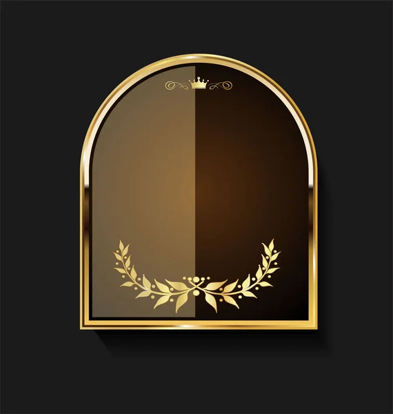 Золотий Щит Лавровий Вінок Ретро Дизайн — стоковий вектор
