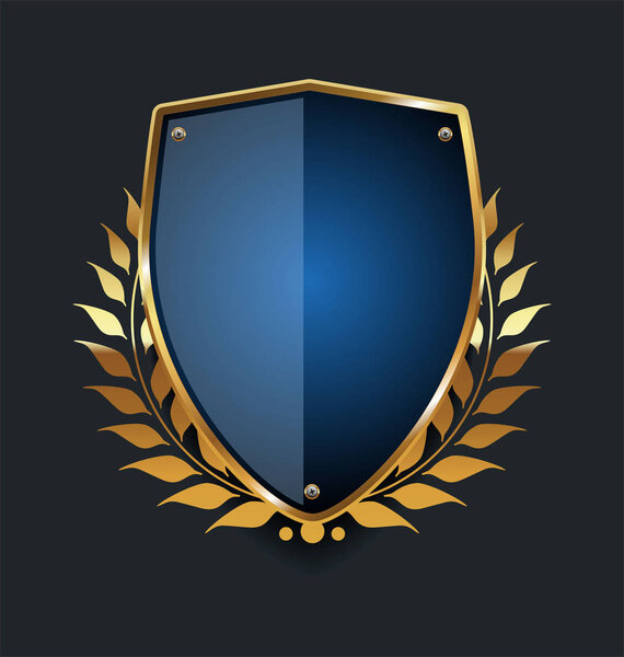 Золотой щит и лавровый венок ретро-дизайн
 