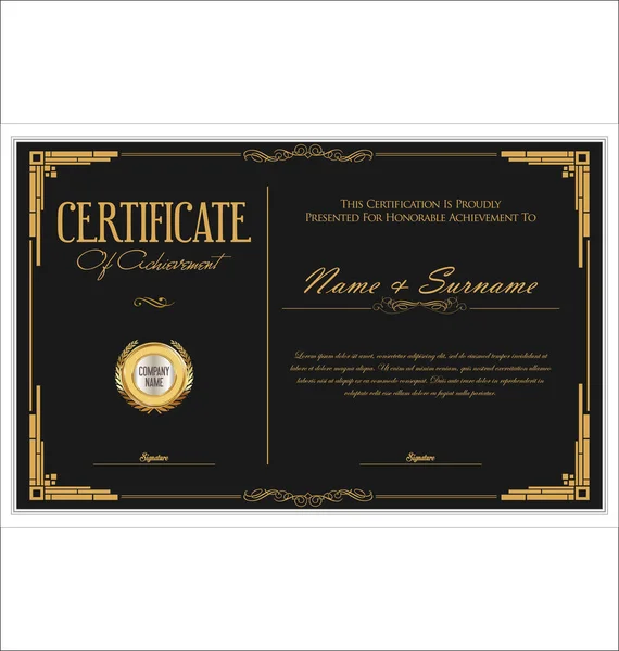 Сертифікат Або Диплом Ретро Вінтажний Шаблон — стоковий вектор
