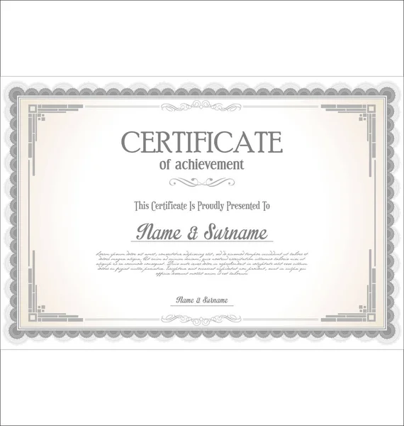 Certificate Diploma Retro Vintage Template — Stock Vector