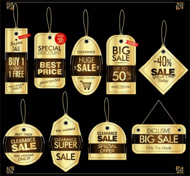 Fiyat etiketi retro vintage koleksiyonu vektör çizim 