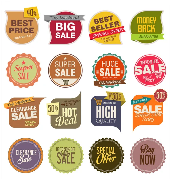 Sale Banner Templates Design Special Offer Tags Collection — Stock Vector