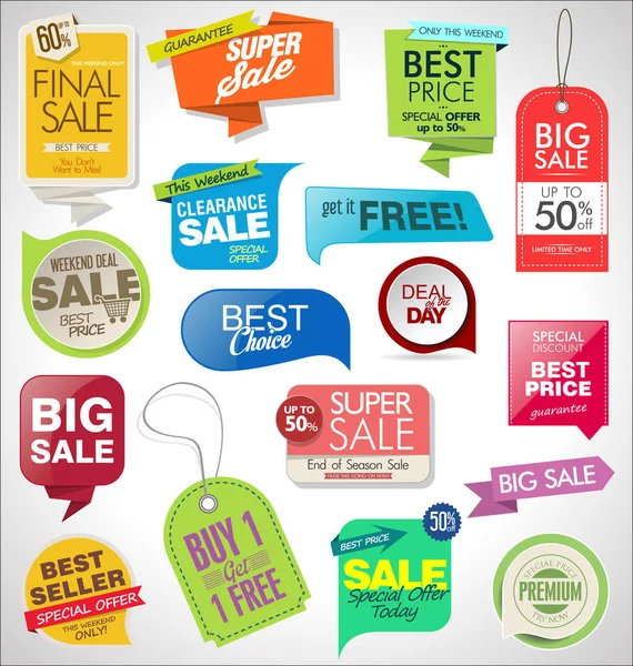 Satış banner şablon tasarımı ve özel Etiketler koleksiyonu sunar 